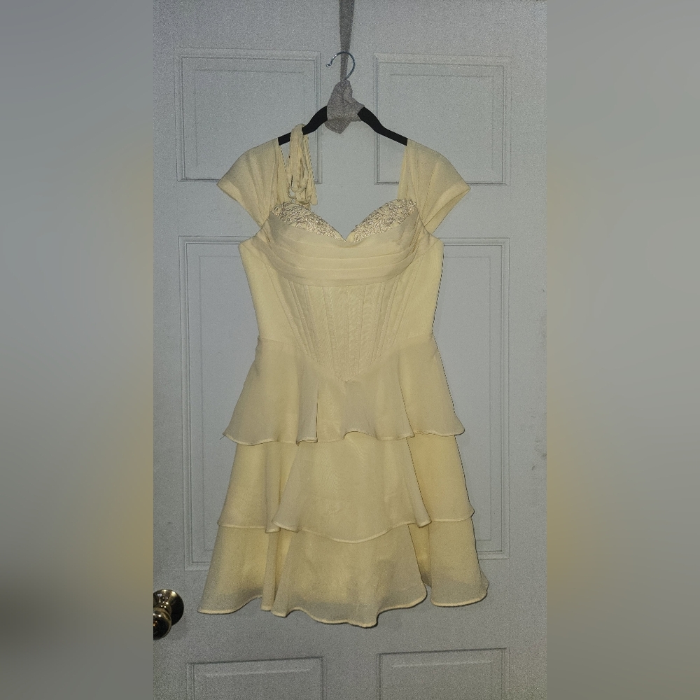 Butter Cream Chiffon Short Party Dress Never Worn